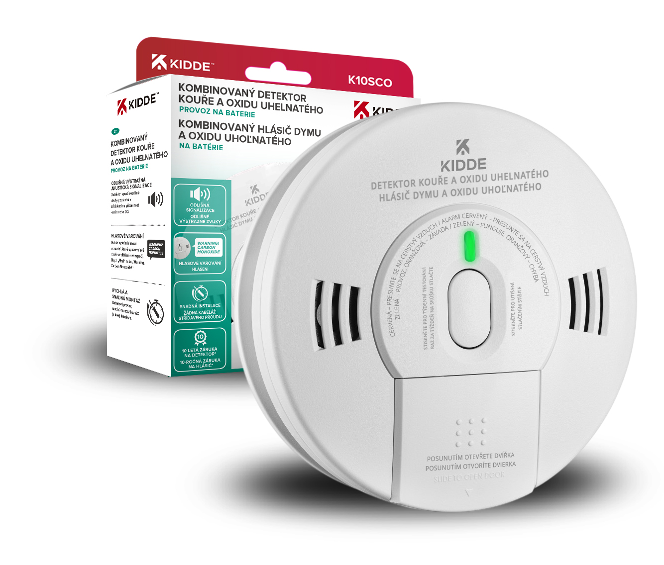 Hlásič plynu CO a hlásič požáru Kidde K10SCO