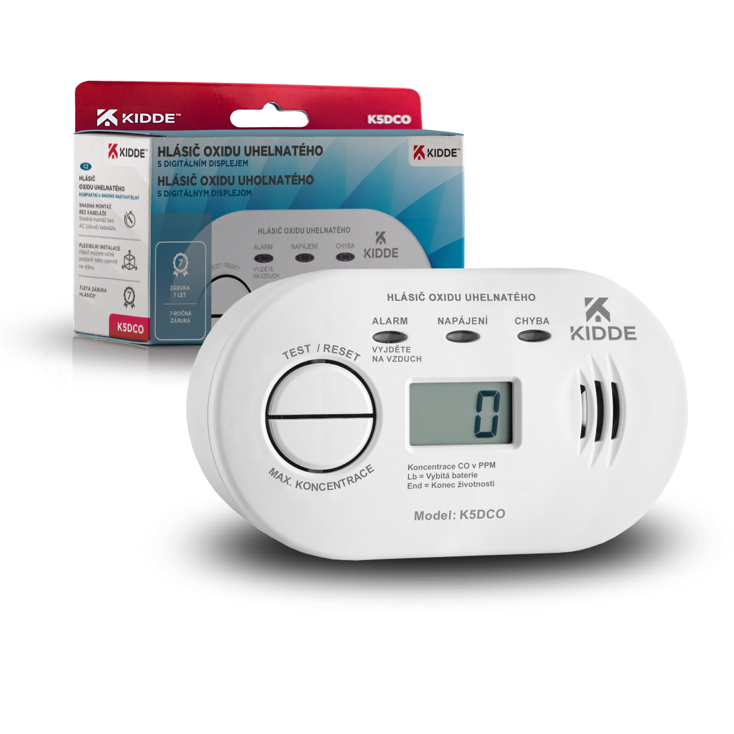 Detektor úniku plynu CO Kidde K5DCO (měřící zařízení)