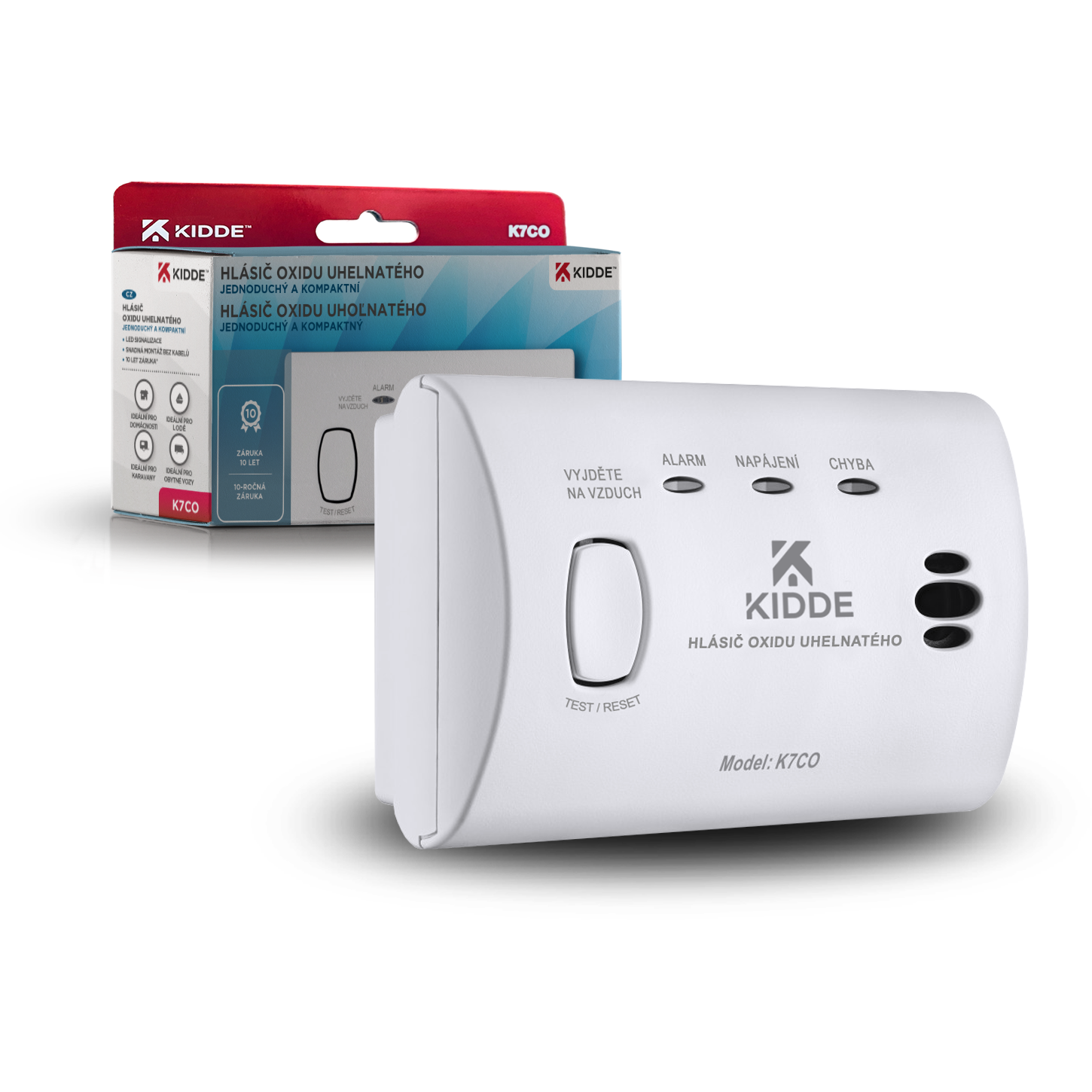 Detektor CO s alarmem Kidde K7CO - odolný proti vlhkosti