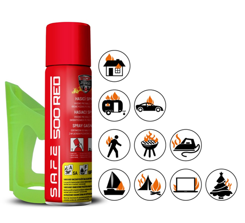SET Hasicí sprej SAFE 500 RED + držák SAFE 50F