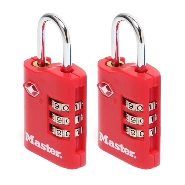 Kombinační visací zámky Master Lock TSA - červený (2 ks / blistr)