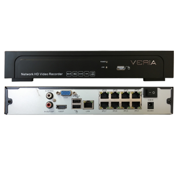 IP záznamové zařízení Veria NVR 8108P + 8POE