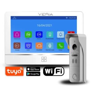 SET Videotelefon VERIA 8277B-W (Wi-Fi) bílý + vstupní stanice VERIA 831 série 2-WIRE