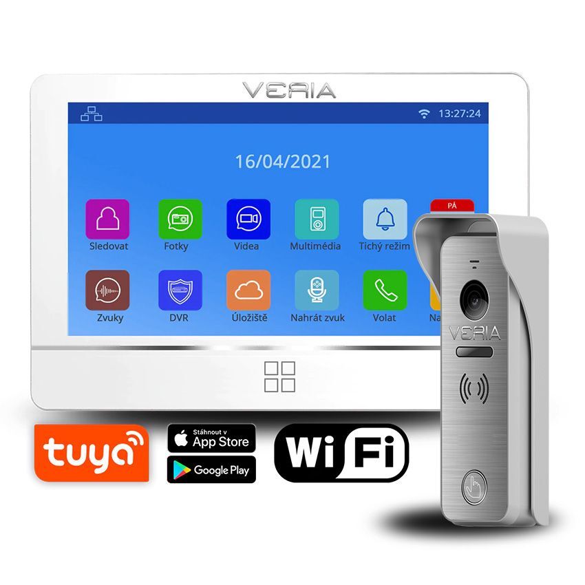 SET Videotelefon VERIA 8277B-W (Wi-Fi) bílý + vstupní stanice VERIA 831 série 2-WIRE