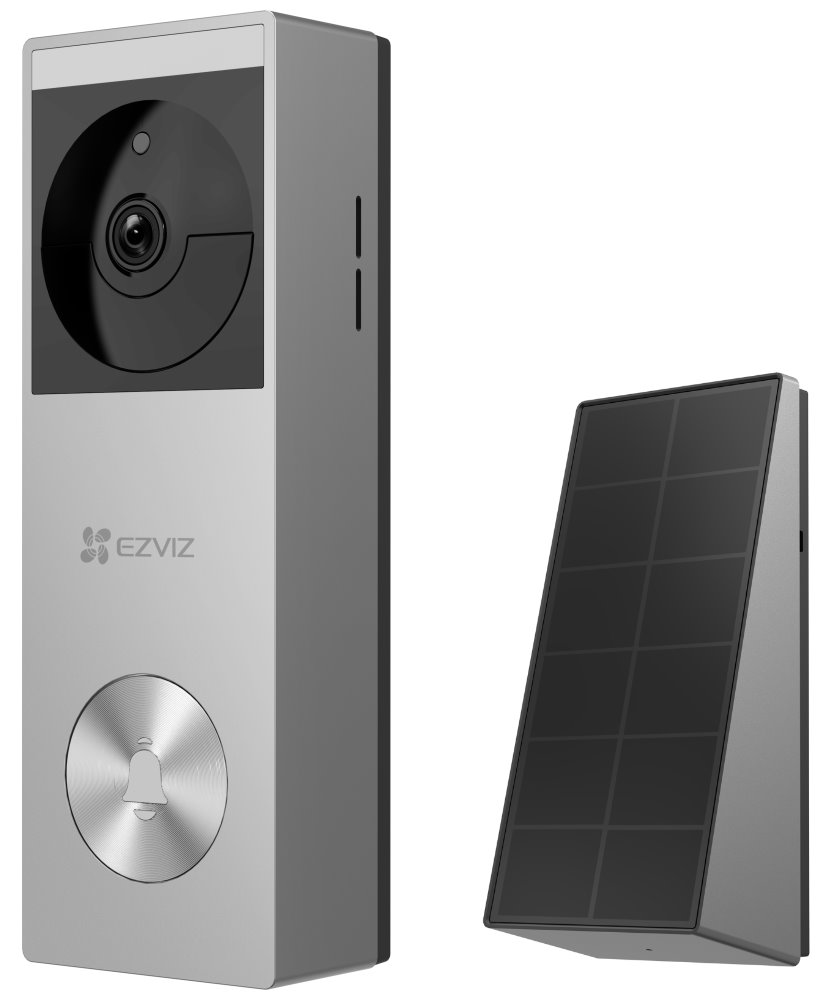 EZVIZ chytrý domáci zvonek s kamerou HP3 Pro/ Wi-Fi/ rozlišení 2048 x 1296/ napájení ze sítě a baterie/ šedo-stříbrné
