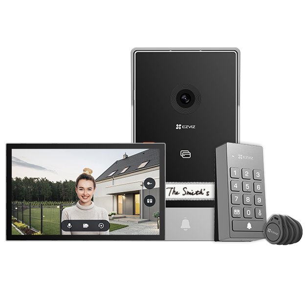 EZVIZ chytrý domácí interkom TP7/ Wi-Fi/ 2K/ 7" dotykový monitor/ videotelefon/ bezdrátový zvonek/ IP65/ černo-stříbrný