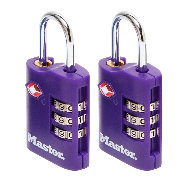 Kombinační visací zámky Master Lock TSA  -  fialové (2 ks / blistr)