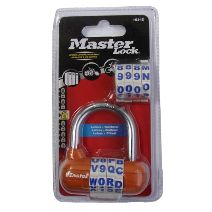 Kombinační visací zámek horizontální 1534EURD - Master Lock - oranžový 2 Kombinační visací zámek horizontální 1534EURD - Master Lock - oranžový - Obrázek 2
